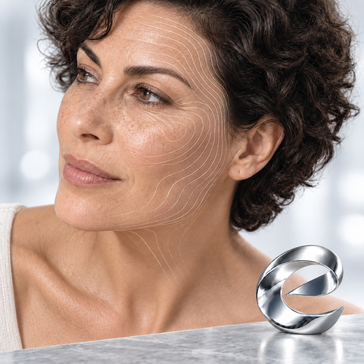 Concept portrait illustrating skin analysis